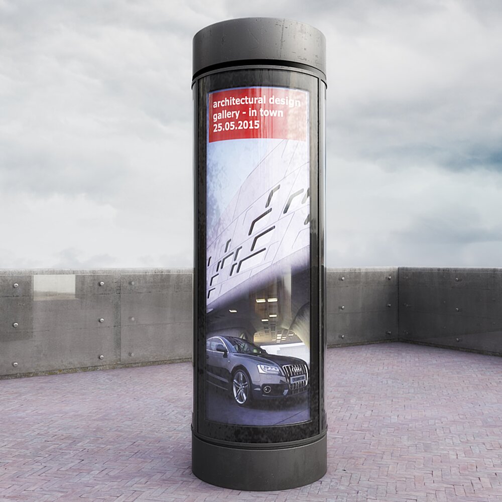 Outdoor Advertising LED Column Display 3D model - Download Street ...