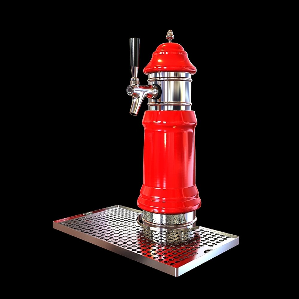 Red Beer Tap 3D model - Download Tableware on 3DModels.org