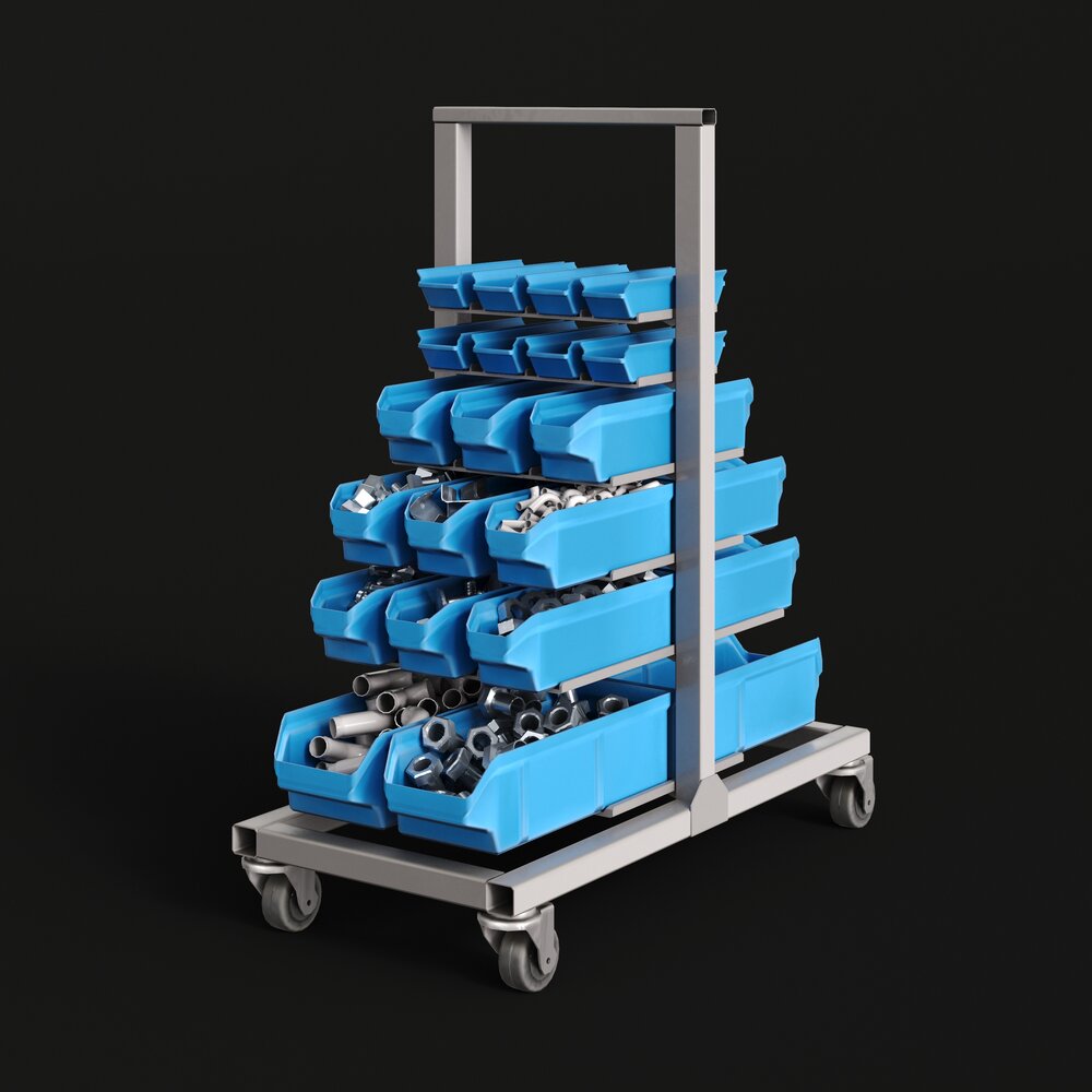 Mobile Storage Bin Rack 3D model - Download Tools on 3DModels.org