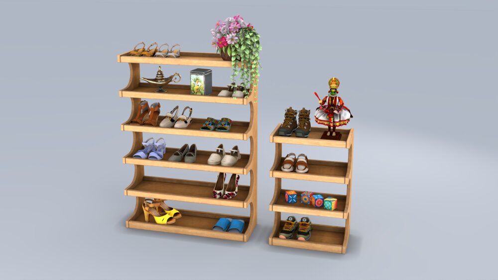 Stylish Wooden Shoe Rack 3D model - Download Wardrobe on 3DModels.org