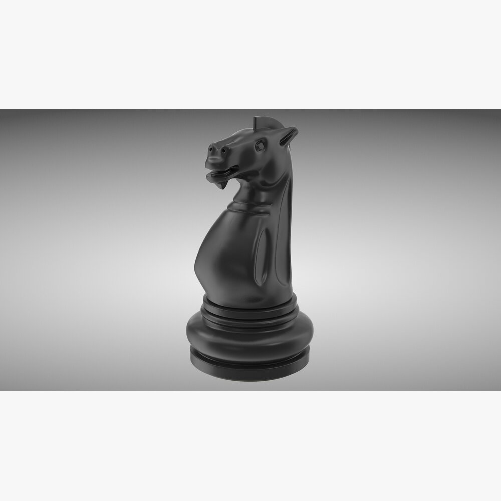 圆形底座上的黑色国际象棋骑士 3D模型 - 下载 玩具 on 3DModels.org