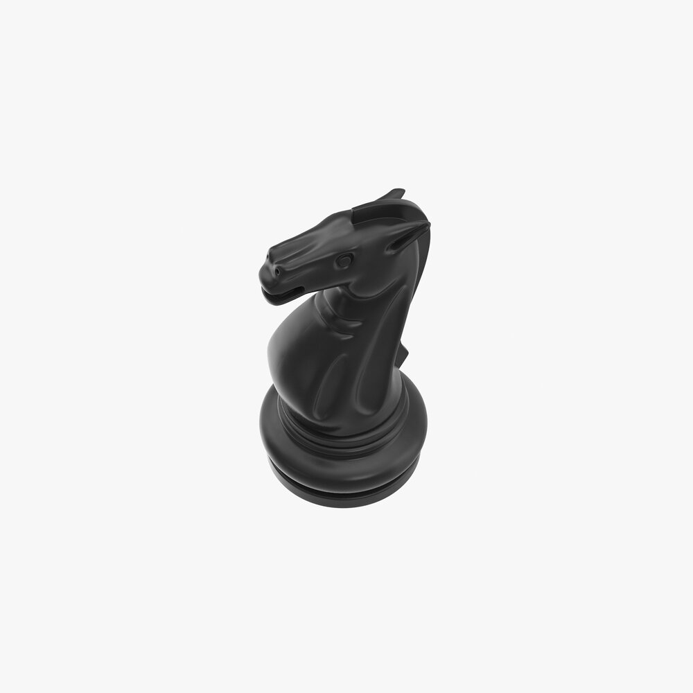 圆形底座上的黑色国际象棋骑士 3D模型 - 下载 玩具 on 3DModels.org