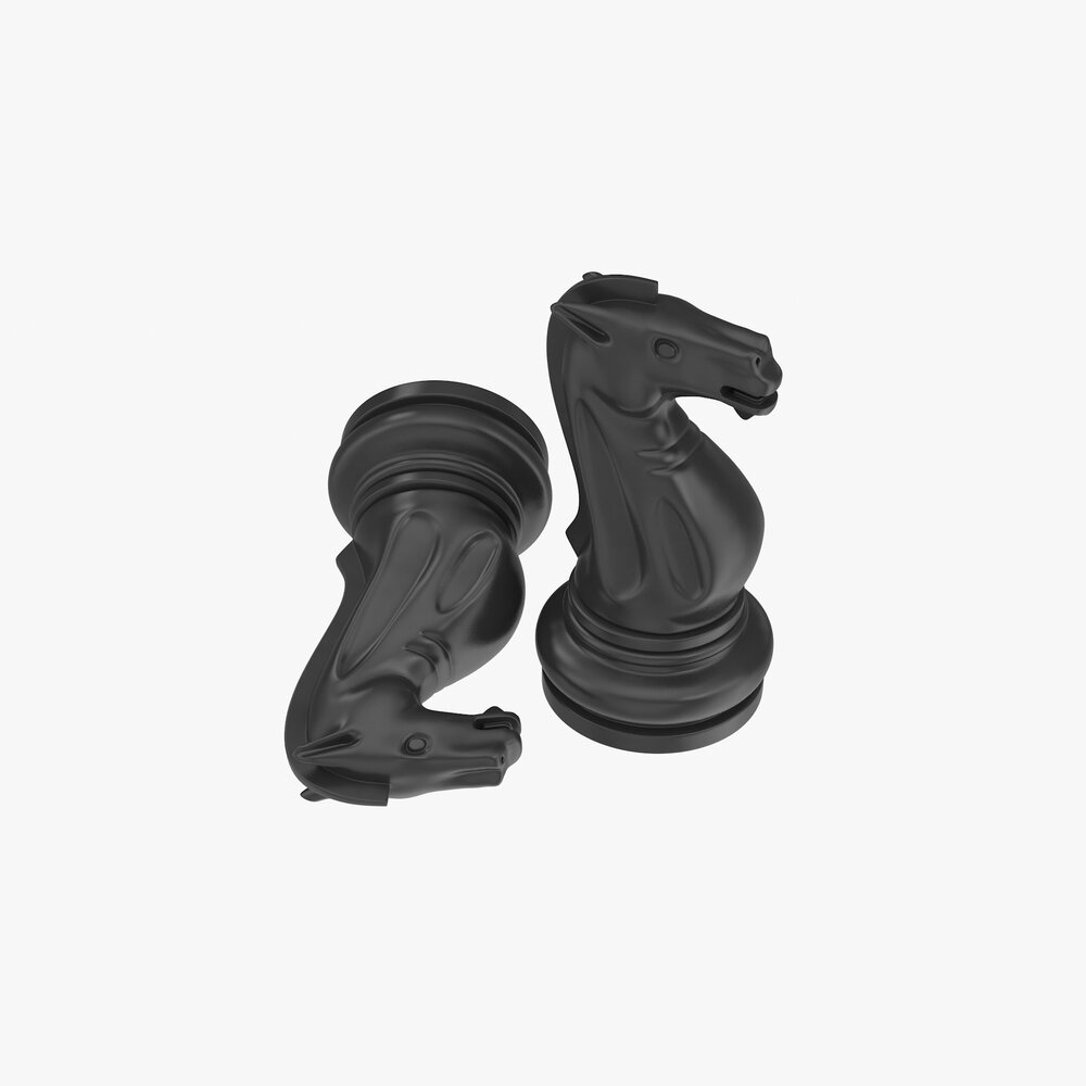圆形底座上的黑色国际象棋骑士 3D模型 - 下载 玩具 on 3DModels.org