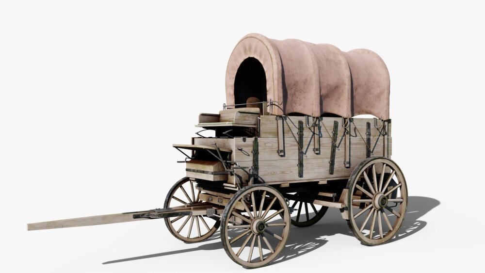 大型幌馬車 3Dモデル - ダウンロード Trailer オン 3DModels.org