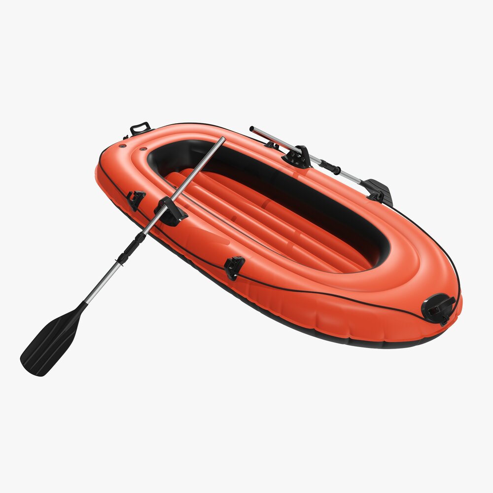 Inflatable Raft with Dual Oars and Safety Ropes 3D model - Download ...
