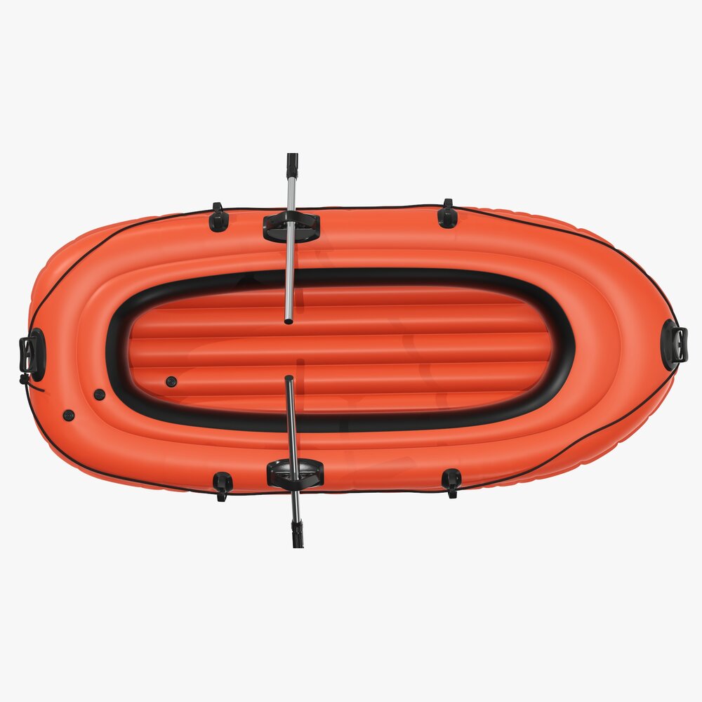 Inflatable Raft with Dual Oars and Safety Ropes 3D model - Download ...