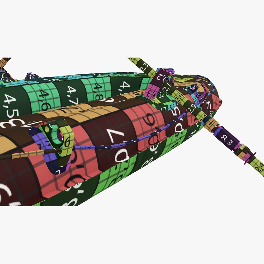 Inflatable Raft with Dual Oars and Safety Ropes 3D model - Download ...