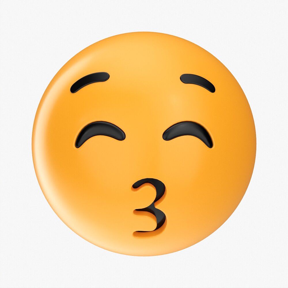 Emoji 003 Kissing With Closed Eyes 3D model - Download Symbols on ...