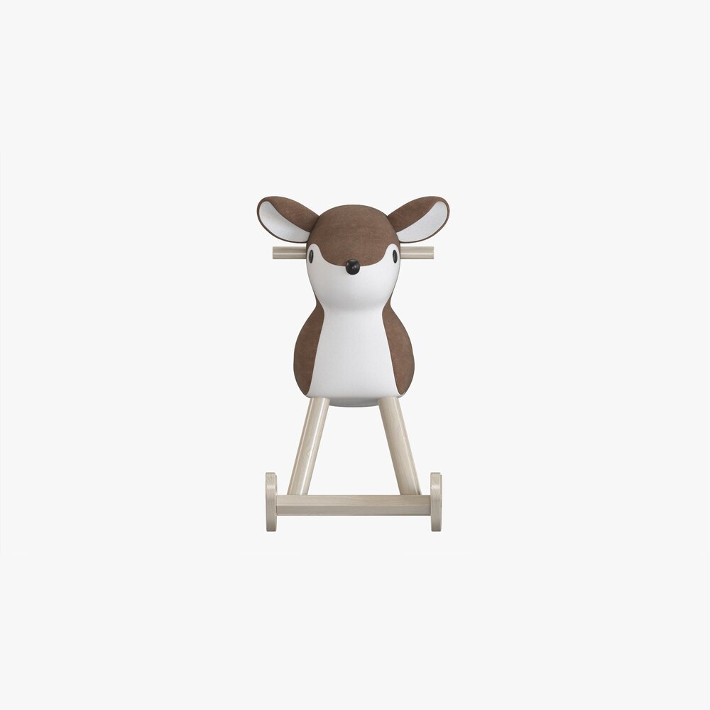 Children’s Wooden Rocking Deer Toy with Antlers 3D model - Download ...