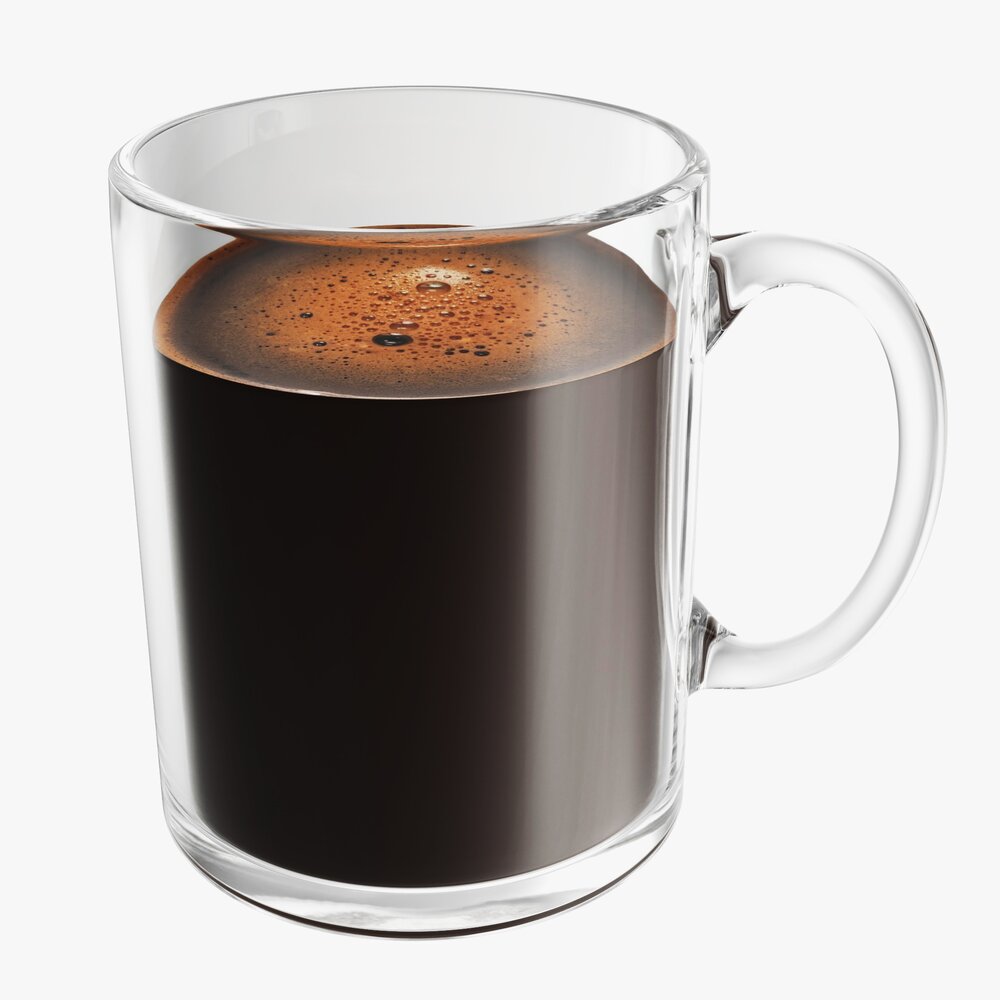Glass Transparent Coffee Mug With Handle 06 3D model - Download Tableware  on 3DModels.org