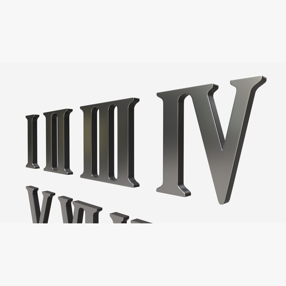 Roman Numbers Silver Metal Plastic 3D model - Download Symbols on ...