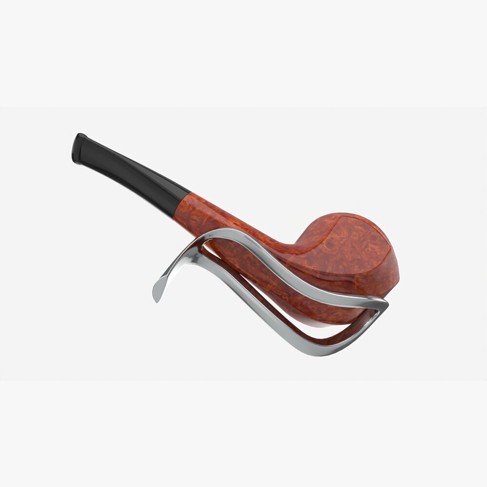Half-bent Briar Tobacco Pipe with Curved Stem 3D model