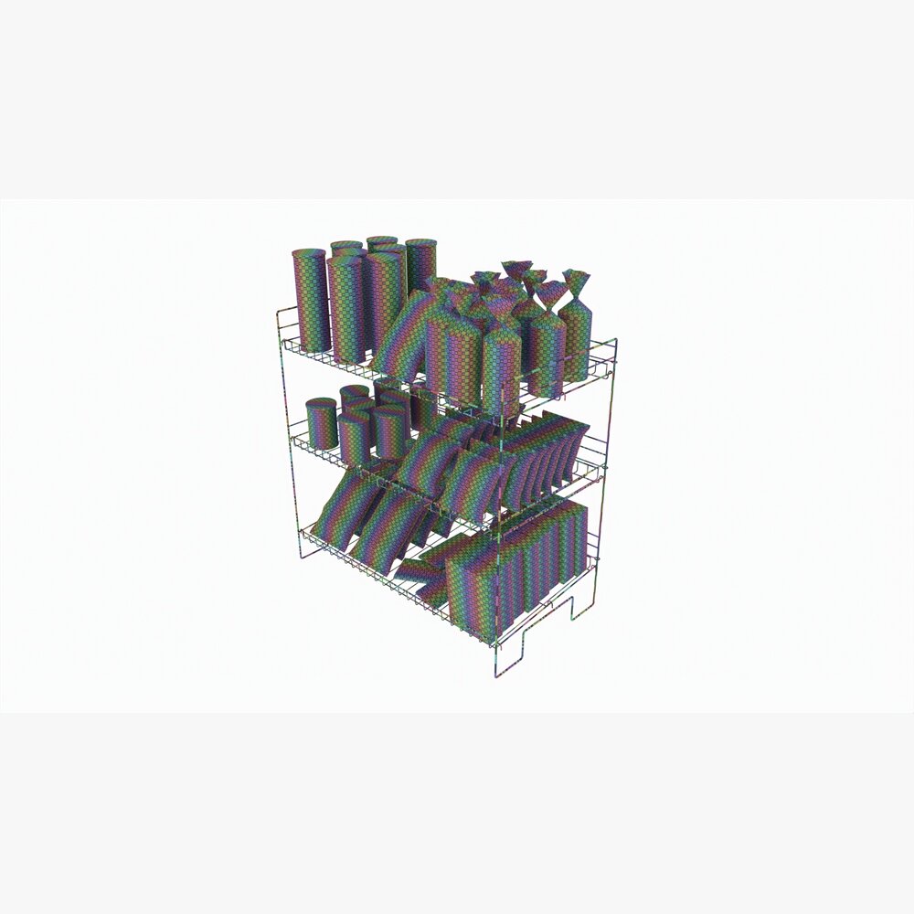 Store Wire Snack Shelf And Chip Rack 3D model - Download Shelving on ...