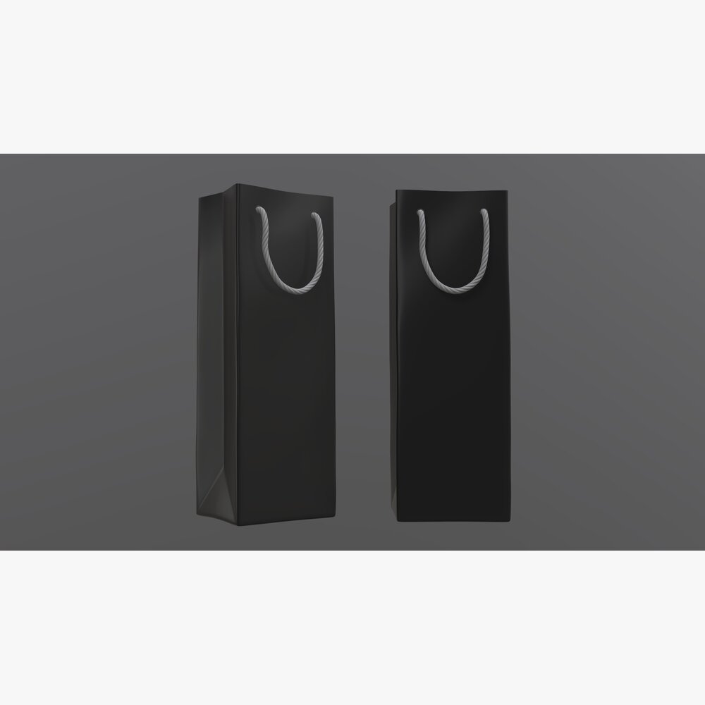 Black Paper Gift Bags with Twisted String Handles 3D model - Download ...