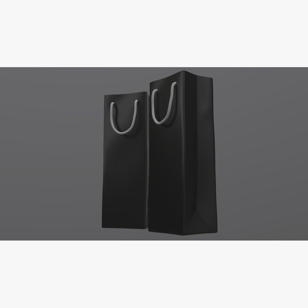 Black Paper Gift Bags with Twisted String Handles 3D model - Download ...