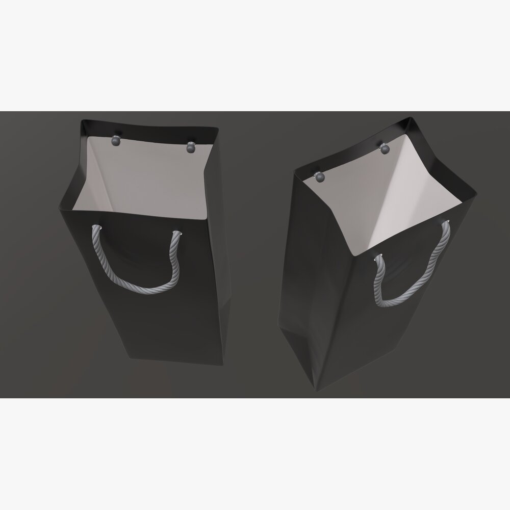 Black Paper Gift Bags with Twisted String Handles 3D model - Download ...