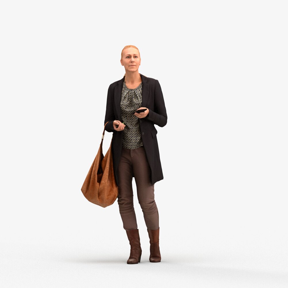 Person in Fashionable Business Attire with Brown Tote Bag 3D model ...