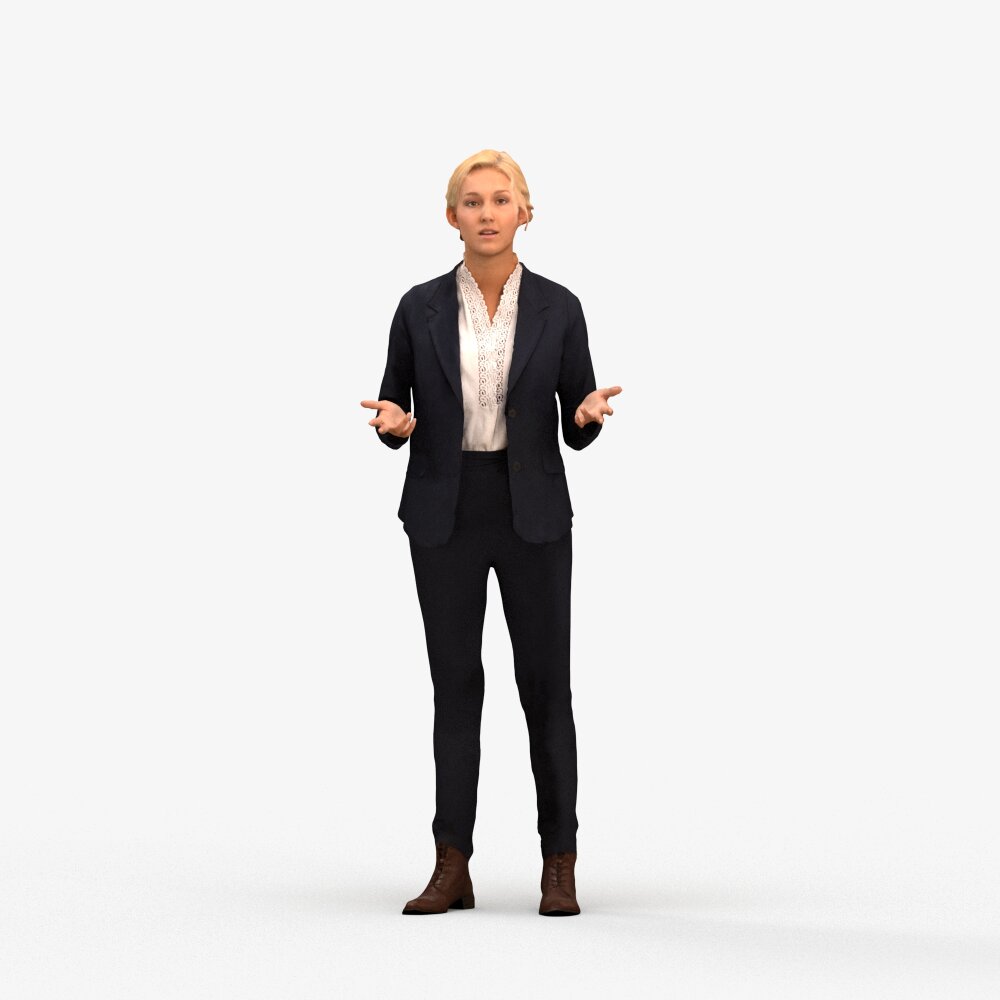 Person in Business Attire with Navy Suit and Brown Boots 3D model ...