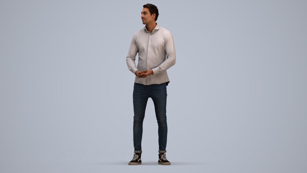 Person in Casual Outfit with White Shirt and Blue Jeans 3D model ...