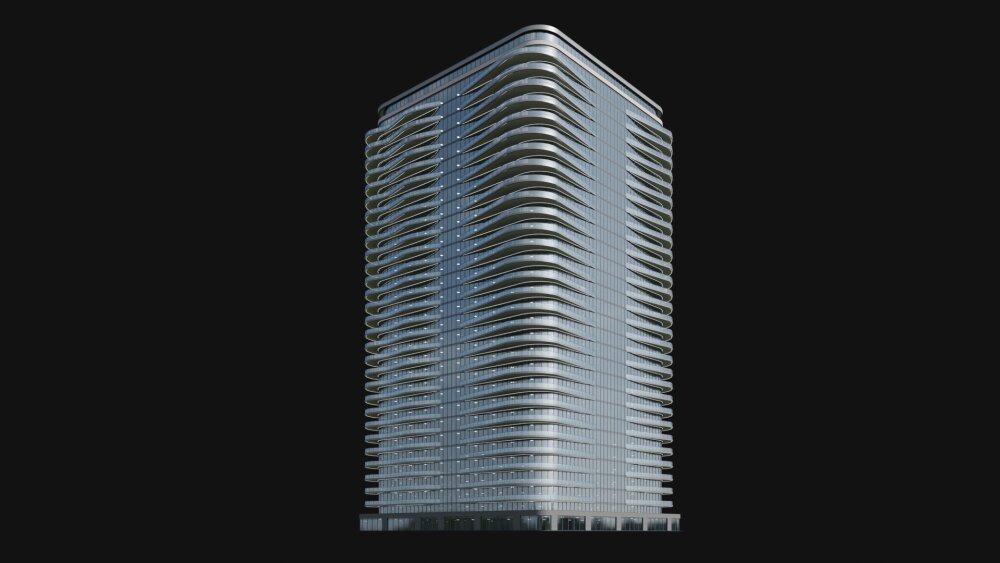 Curved Skyscraper with Glass Facade 3D model - Download Buildings on ...