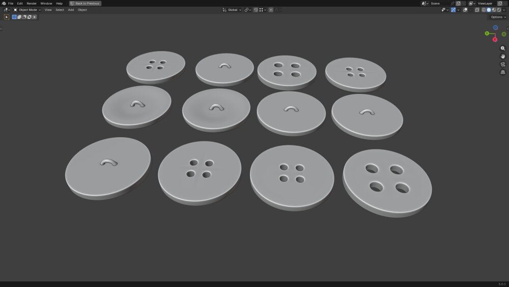 Mga Butones ng Damit 3D model - Download Hobby on 3DModels.org