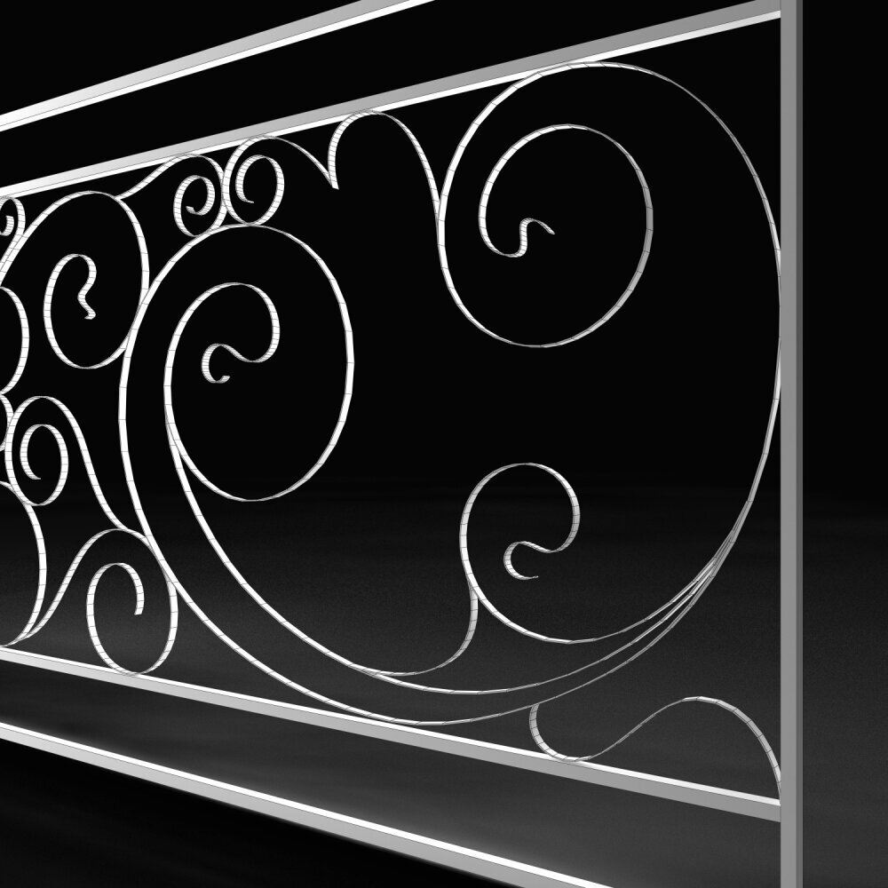 Ornamental Balcony Stair Railing 3D model - Download Building ...