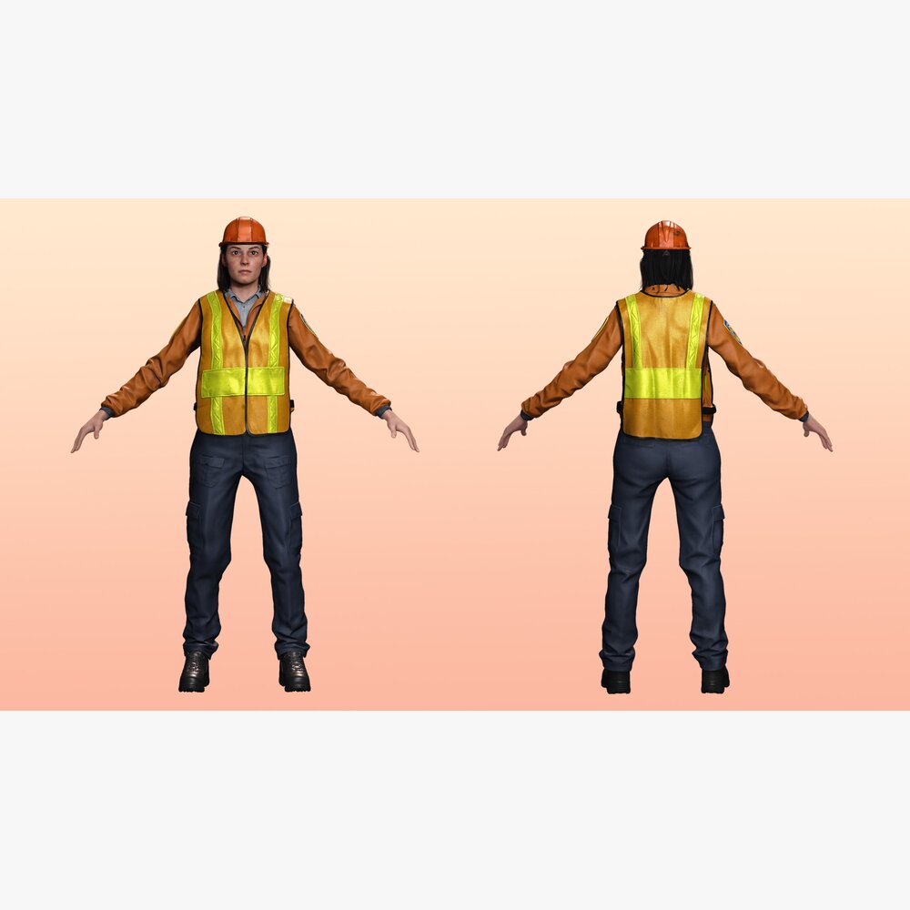 Female Construction Worker Character 3D model - Download Character on ...