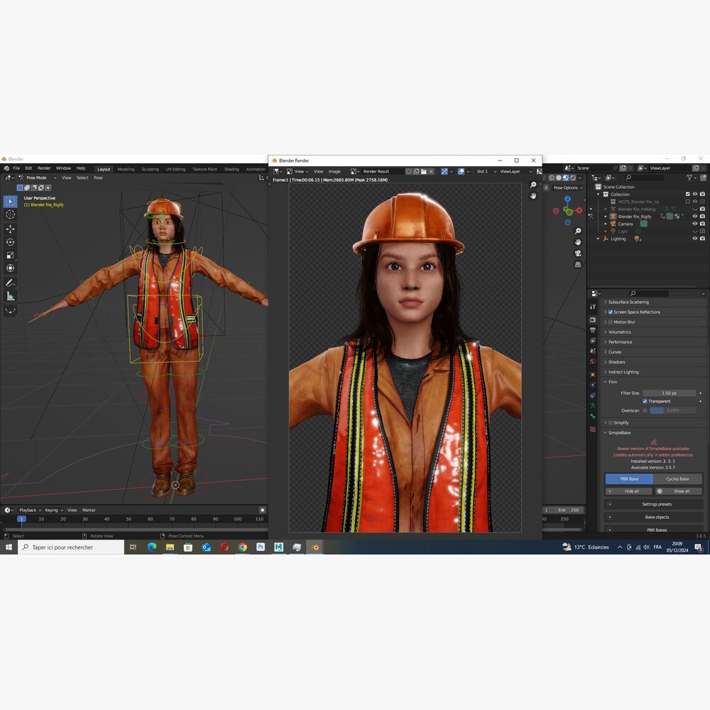 Realistic Female Construction Worker in Safety Gear 3D model - Download ...