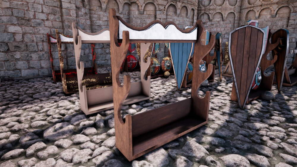 Shields and Racks 44 Variations 3D 모델 - 다운로드 Bladed Weapon on 3DModels.org