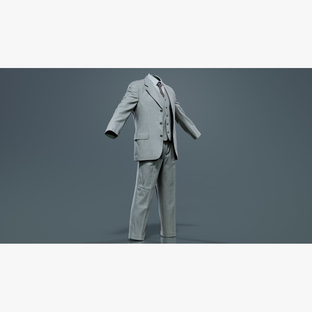 Classic Gray Suit Ensemble 3D model - Download Suits on 3DModels.org