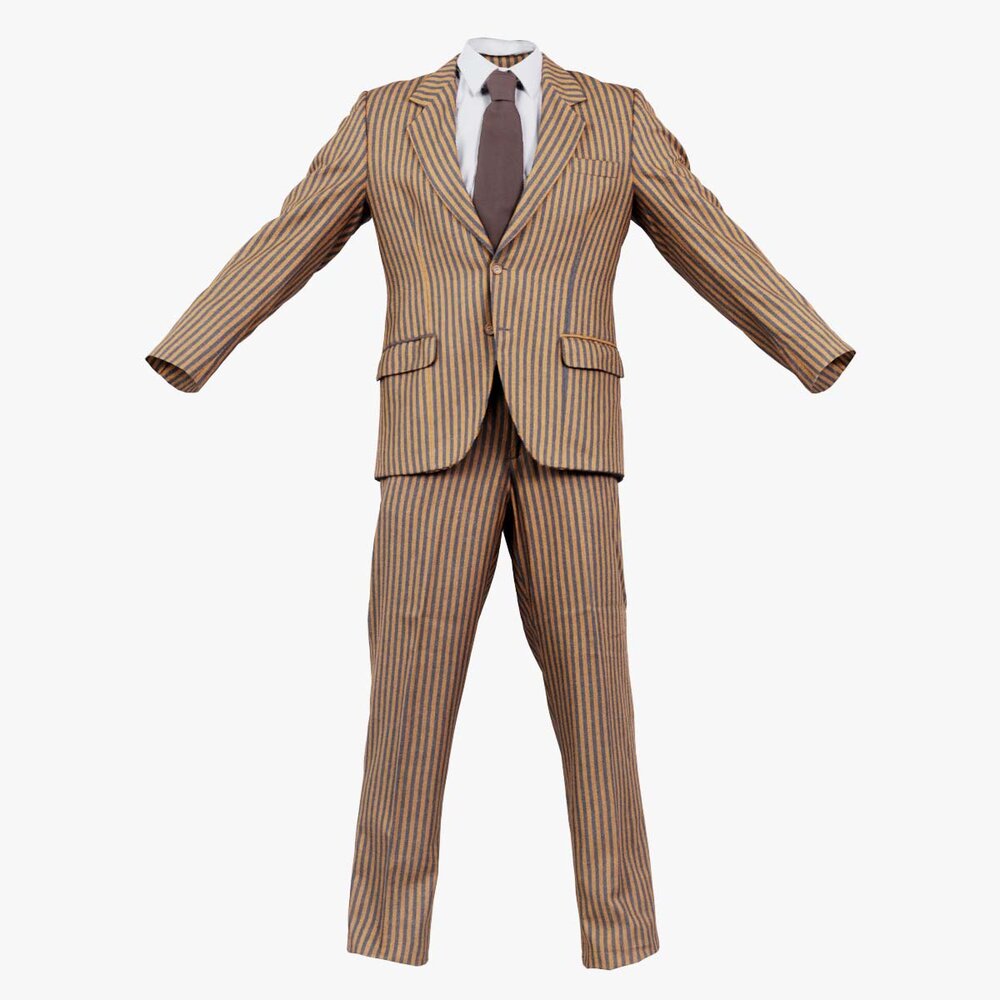 Classic Striped Suit 3D model - Download Suits on 3DModels.org