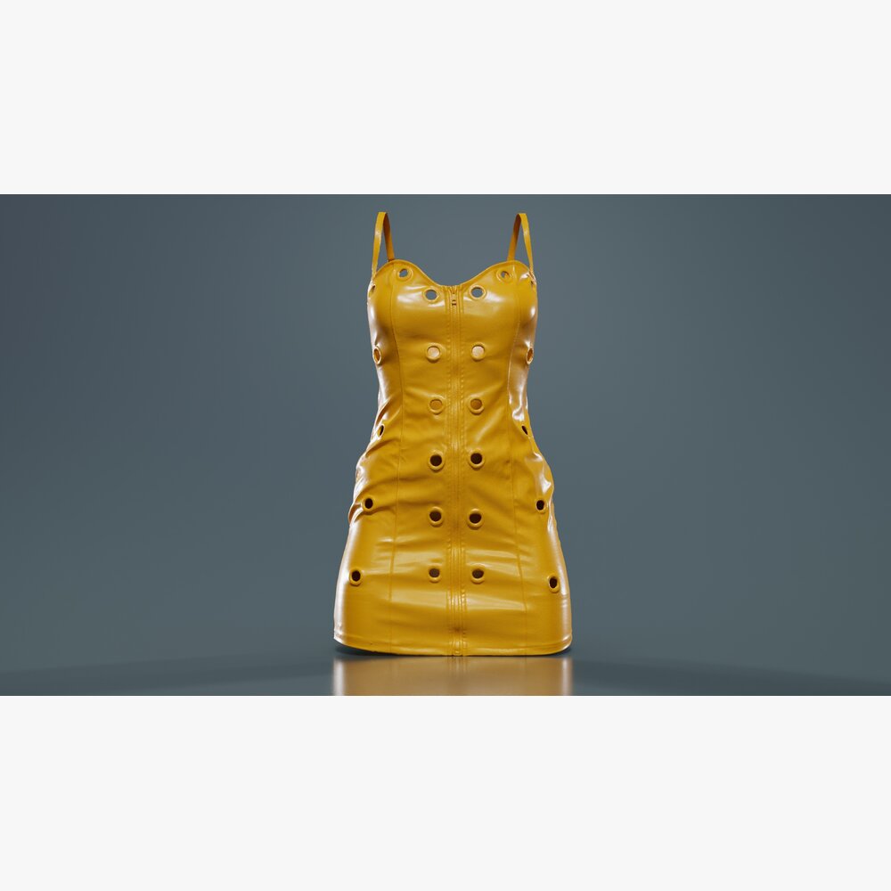 Metal-Ring Cutout Pleated Dress