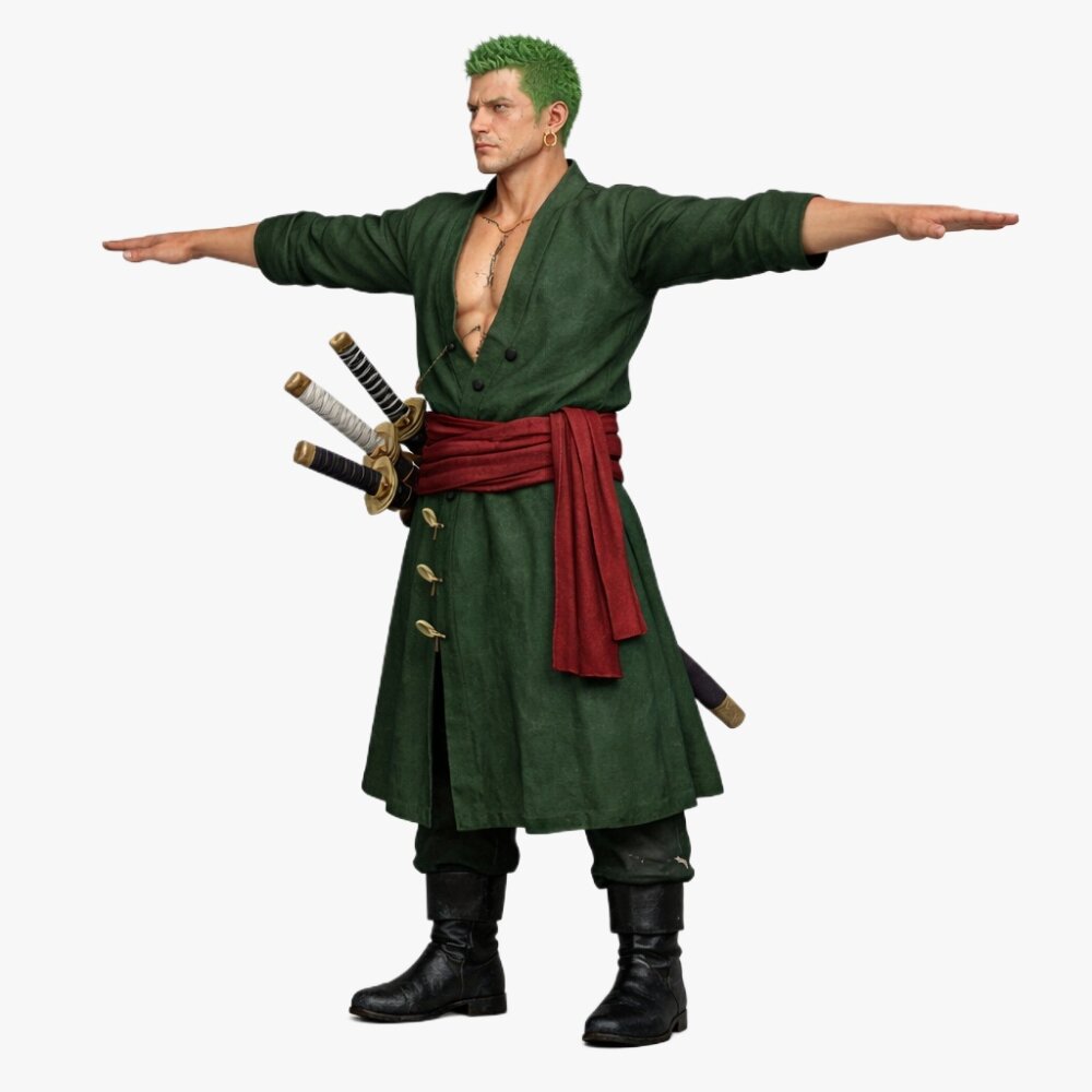 三刀流の麦わらの一味ロロノア・ゾロ 3Dモデル - 3DModels.org