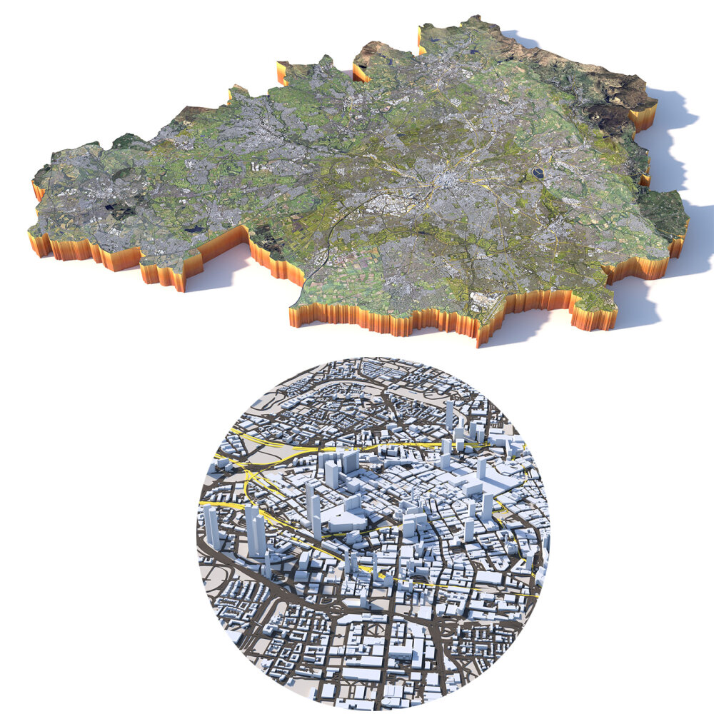 Manchester City United Kingdom 3D model - Download City on 3DModels.org