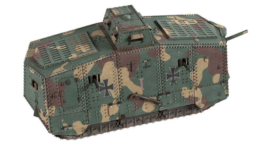 第一次世界大戦のドイツ重戦車A7V突撃戦車 3Dモデル - ダウンロード