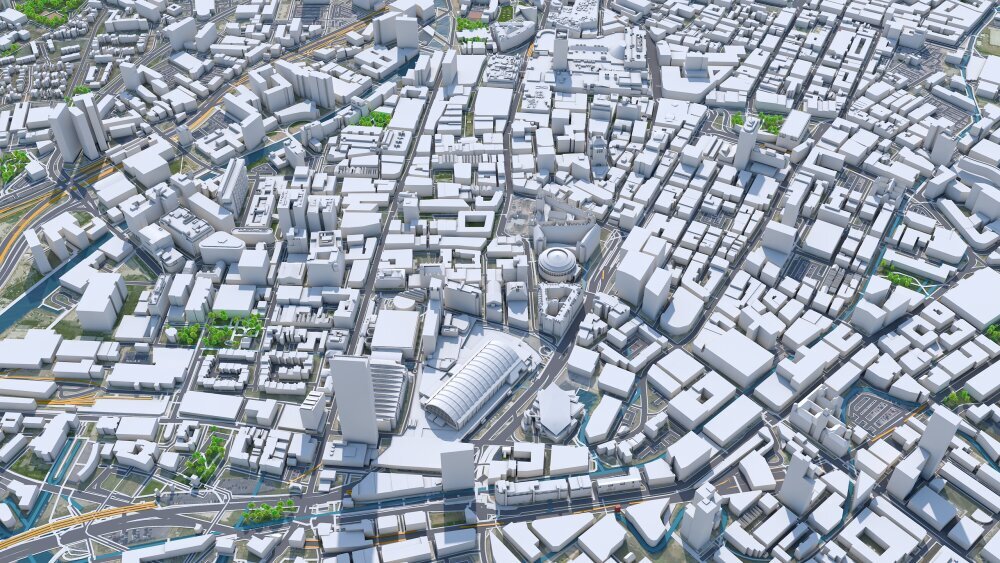 Manchester Downtown United Kingdom 7km 3D model - Download City on ...